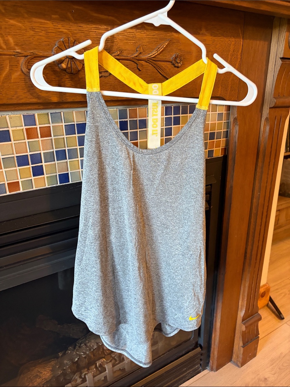 Nike Women's Heather Gray Tank with Yellow Straps